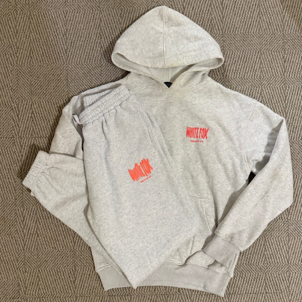White fox Hoodie and Sweatpants Set